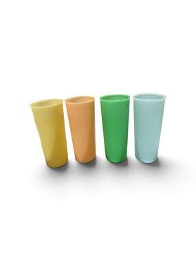 VTG Tupperware #107 Tumblers Set of 4 16 Oz Pastel MCM Retro Cups Made USA
